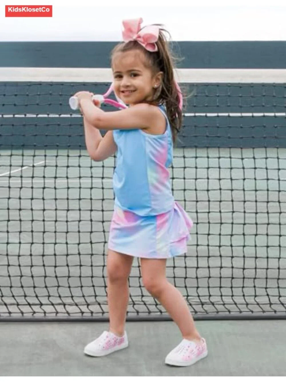 Girls Tennis Dress with Pockets Sleeveless Tank and Skort Set